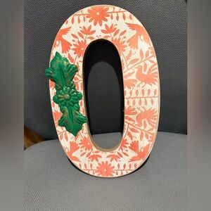 Decorative Wooden Letter O with Floral Design